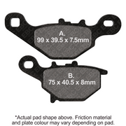 EBC Brakes motorcycle dirt sintered brake pad FA230R with metal backing plate and friction surface for enhanced stopping power.