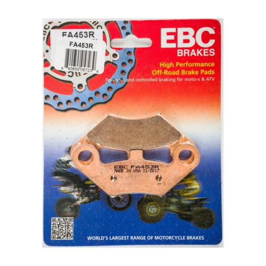 EBC Brakes Dirt Sintered Motorcycle Brake Pad FA453R showing the brake pad with metal backing and friction material for off-road riding
