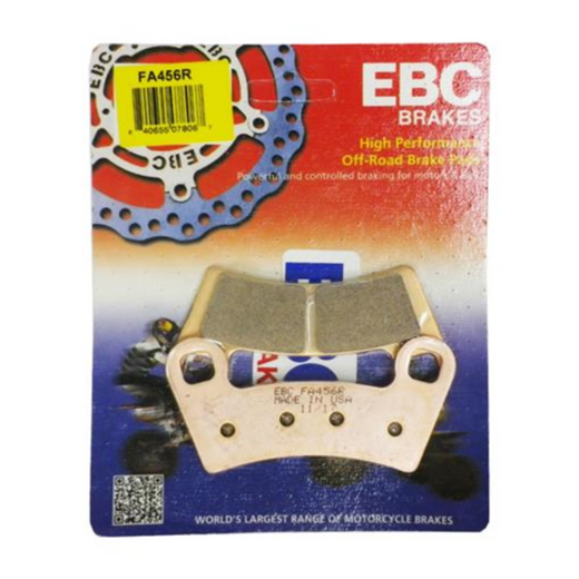 EBC Brakes Dirt Sintered Motorcycle Brake Pad FA456R with textured surface and metal backing for off-road riding.
