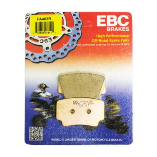 EBC Brakes Dirt Sintered Motorcycle Brake Pad FA463R with metal backing and friction surface for off-road riding.