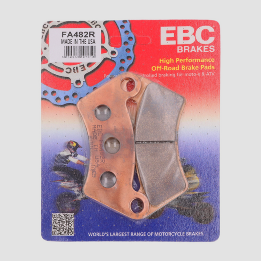 EBC Brakes Dirt Sintered Motorcycle Brake Pad FA482R showing the textured brake pad surface with branding details.