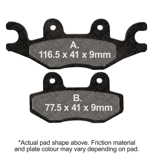 EBC Brakes motorcycle dirt sintered brake pad FA484R with metal backing and friction material for off-road riding.