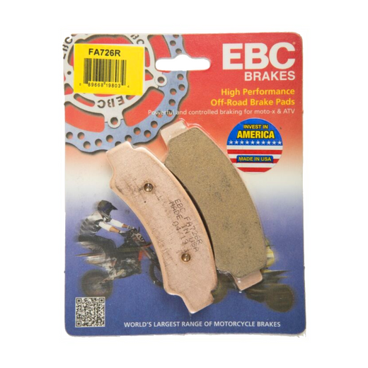 EBC Brakes Dirt Sintered Motorcycle Brake Pad FA726R with metal backing plate and textured friction surface for off-road riding