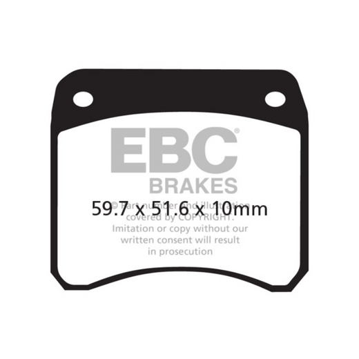EBC Brakes HH Sintered Brake Pad for motorcycles, showing the metal brake pad with friction material and mounting holes.