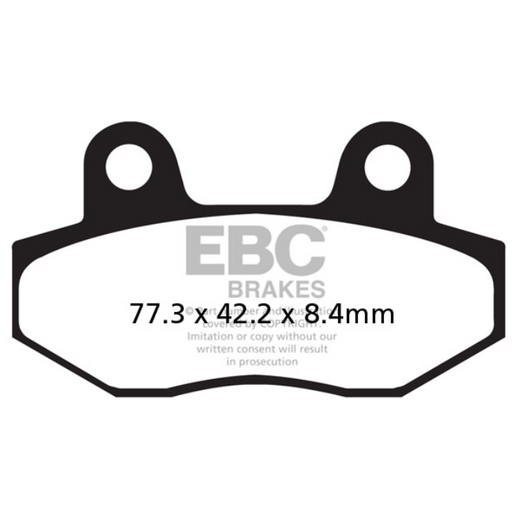 EBC Brakes HH Sintered Motorcycle Brake Pads FA086/2HH with metal backing plates and friction material for high-performance stopping power.