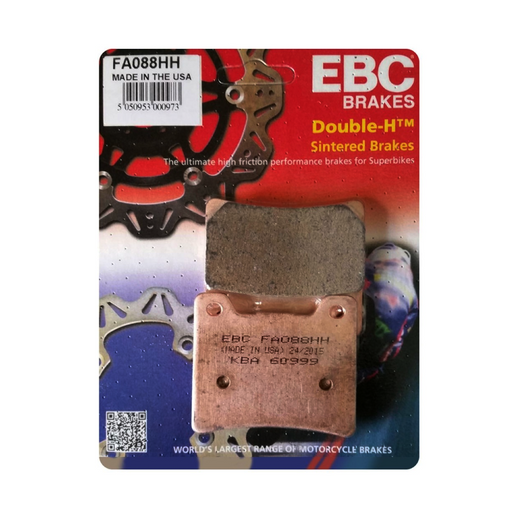 EBC Brakes HH Sintered Motorcycle Brake Pad FA088HH with metal backing plate and friction surface for improved stopping power