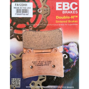 EBC Brakes Motorcycle HH Sintered Brake Pad FA123HH showing the metal backing and friction surface for high-performance stopping power.