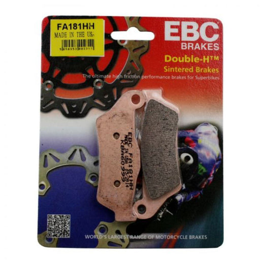 EBC Brakes HH Sintered Brake Pad for motorcycles showing the brake pad with metal backing and friction material.