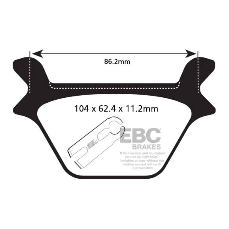 EBC Brakes HH Sintered Motorcycle Brake Pad FA200HH with metal backing plate and friction material for high-performance braking.