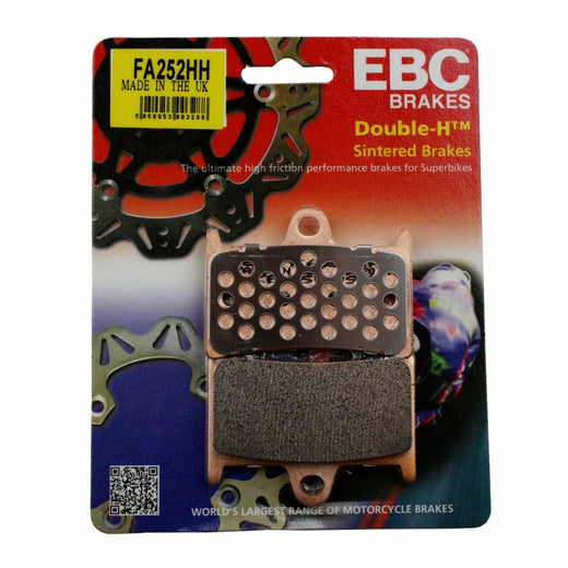 EBC Brakes HH Sintered Motorcycle Brake Pad FA252HH with metal backing plate and friction surface for high-performance stopping power