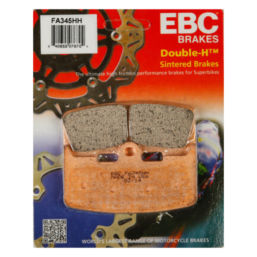 EBC Brakes HH Sintered Motorcycle Brake Pad FA345HH with metal backing and friction surface for high-performance stopping power