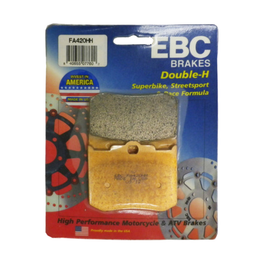 EBC Brakes HH Sintered Motorcycle Brake Pad FA420HH with metal backing and friction surface for enhanced stopping power