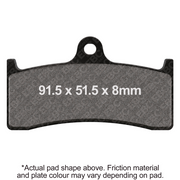 EBC Brakes HH Sintered Brake Pad for motorcycles, showing the metallic friction surface and mounting hole.