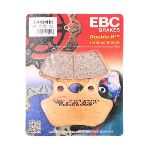EBC Brakes HH Sintered Motorcycle Brake Pad FA434HH with metal backing plate and friction surface for enhanced stopping power