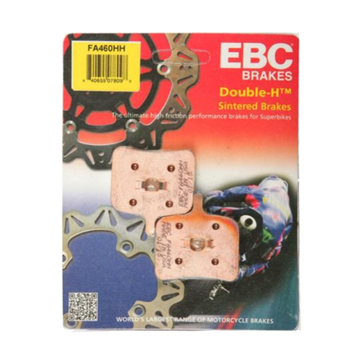 EBC Brakes HH Sintered Motorcycle Brake Pad FA460HH with metal backing and friction surface for enhanced stopping power.
