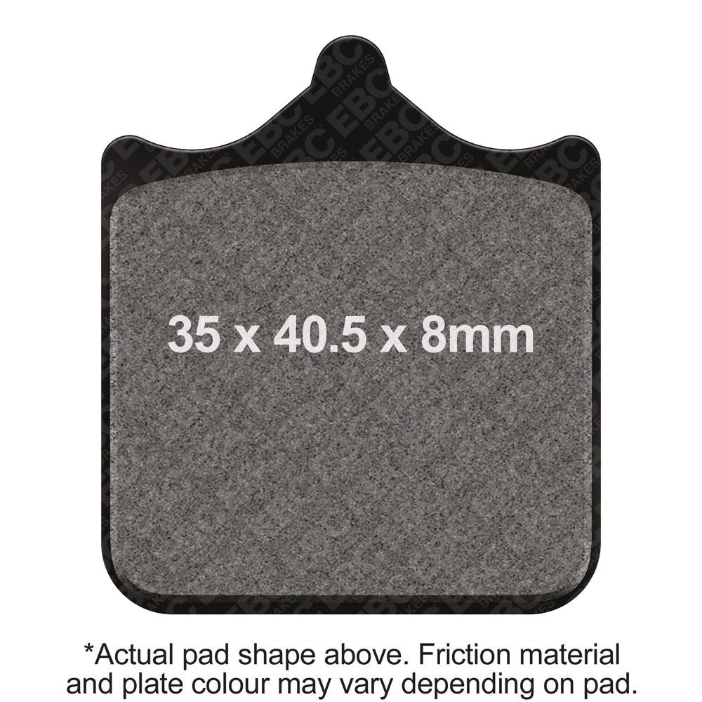EBC Brakes Motorcycle HH Sintered Brake Pad FA604/4HH showing metal backing and friction surface for enhanced braking performance.