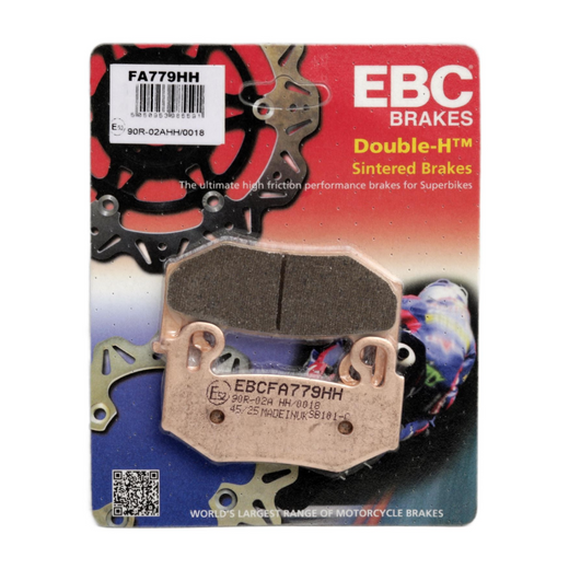 EBC Brakes HH Sintered Motorcycle Brake Pad FA779HH with metal backing and friction surface for high-performance stopping power