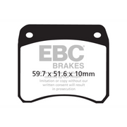 EBC Motorcycle Organic Brake Pad FA016S shown in black with metal backing plate, designed for effective stopping power.