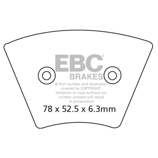 EBC Brakes Motorcycle Organic Brake Pad FA026 showing black and metallic brake pad with mounting hardware