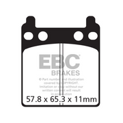 EBC Brakes motorcycle organic brake pad FA032 with detailed ceramic friction surface, designed for reliable stopping power.