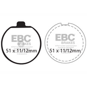 EBC Brakes motorcycle organic brake pad FA035 showing the brake pad with friction material and metal backing plate.