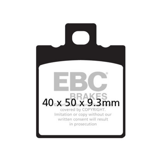 EBC Brakes organic motorcycle brake pad FA047/3 with metal backing plate and friction material for effective stopping power.