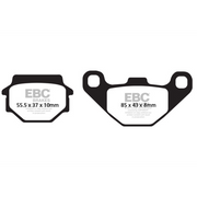 EBC Brakes motorcycle organic brake pad FA067/3 with metal backing, designed for effective stopping power and durability.