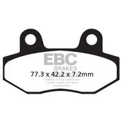 EBC Brakes motorcycle organic brake pad FA086/2 showing the brake pad with friction material and mounting hardware.