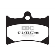 EBC Brakes motorcycle organic brake pad FA126 showing the brake pad with metal backing and friction surface for stopping power.