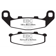 EBC Brakes motorcycle organic brake pad FA141 showing the brake pad with metal backing and friction material for stopping power.