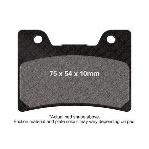 EBC Brakes motorcycle organic brake pad FA160 showing the friction material and metal backing plate for effective stopping.