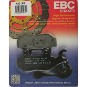 EBC Brakes motorcycle organic brake pad FA214/2 showing the black friction material and metal backing plate.