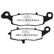 EBC Brakes Motorcycle Organic Brake Pad FA231 showing the brake pad with textured friction surface and mounting clips.