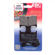 EBC Brakes Motorcycle Organic Brake Pad FA254 showing the brake pad with branding and material details.