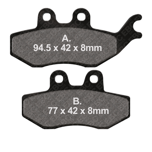 EBC Brakes motorcycle organic brake pad FA374 showing the brake pad with metal backing plate and friction material.