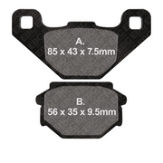 EBC Brakes Organic Motorcycle Brake Pad FA382 with black friction material and metal backing plate on a motorcycle wheel