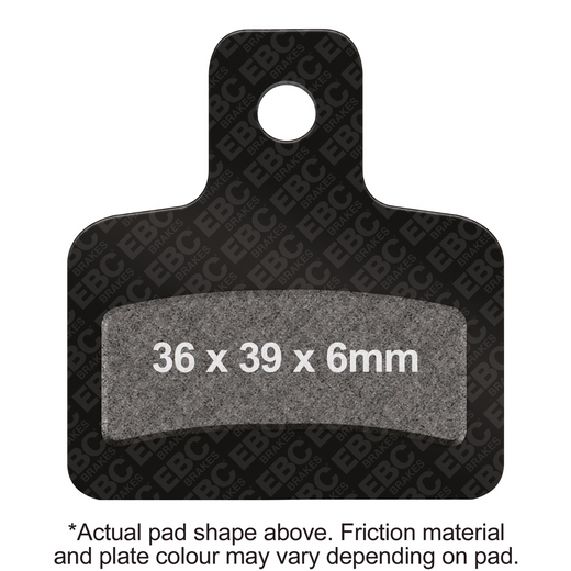 EBC Brakes motorcycle organic brake pad FA471 showing the black friction material and metal backing plate.
