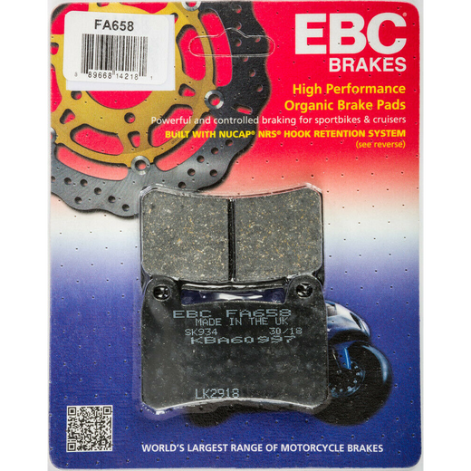 EBC Brakes Motorcycles Organic Brake Pad -  FA658
