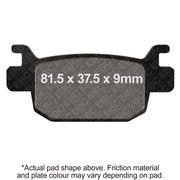 EBC Brakes organic motorcycle brake pad FA698 showing the black friction material and metal backing plate.