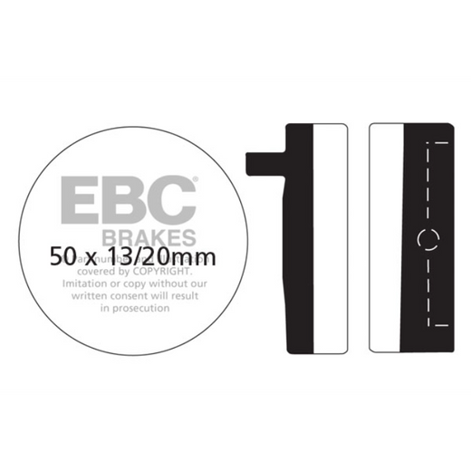 EBC Off Road Motorcycle Semi-Sintered Brake Pad FA012V showing the textured brake pad surface and metal backing plate.