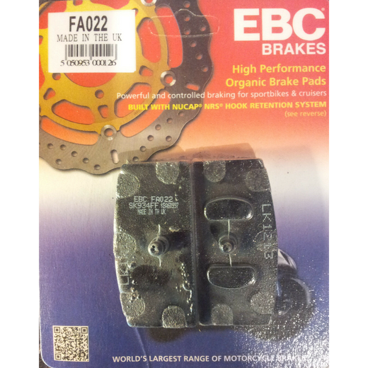 EBC Off Road Motorcycle Brake Pad FA022V semi-sintered brake pad with metal backing plate and friction material for off-road riding.