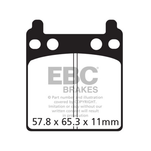 EBC Off Road Motorcycle Semi-Sintered Brake Pad FA032V showing the black brake pad with metal backing plate and branding details.