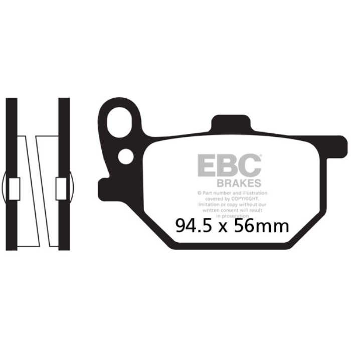 EBC Off Road Motorcycle Semi-Sintered Brake Pad FA041V showing brake pad with metal backing and friction material