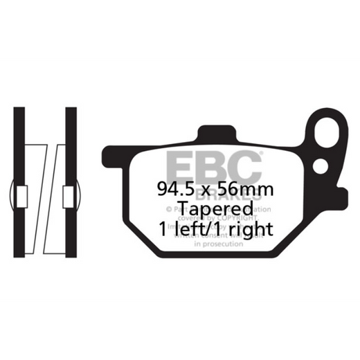 EBC Off Road Motorcycle Semi-Sintered Brake Pad FA061V showing the black brake pad with metal backing plate and friction surface