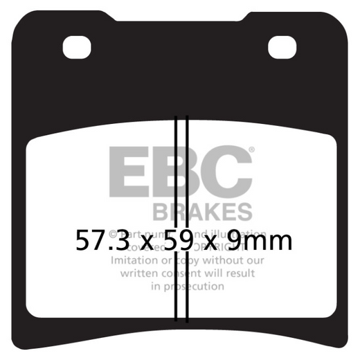 EBC Off Road Motorcycle Semi-Sintered Brake Pad FA150V with metal backing plate and friction material for off-road motorcycle braking.