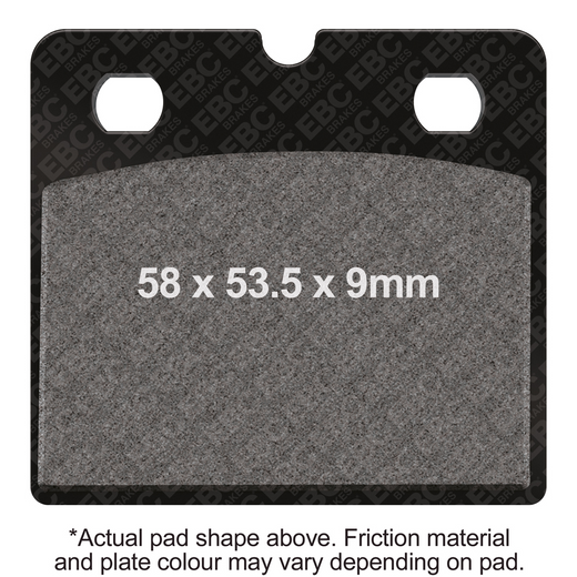 EBC Brakes Off-Road Motorcycle Semi-Sintered Brake Pad FA171V mounted on a motorcycle brake rotor for off-road riding.