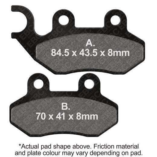 EBC Brakes off-road motorcycle semi-sintered brake pad FA264V with textured surface and metal backing plate.