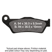 EBC Off Road Motorcycle Semi-Sintered Brake Pad FA363V showing metal backing and brake pad surface for off-road riding.