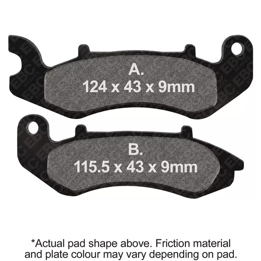 EBC Brakes off-road motorcycle semi-sintered brake pad FA707V with metal backing plate and friction surface for off-road biking.