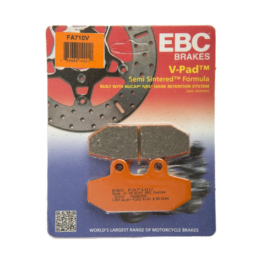 EBC Off Road Motorcycle Brake Pad FA710V with semi-sintered friction material, shown in the image.
